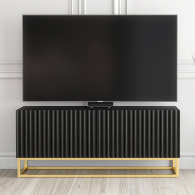 Creative Furniture Ripple Tv Unit 100Cm - Black With Fluted Doors - image 1