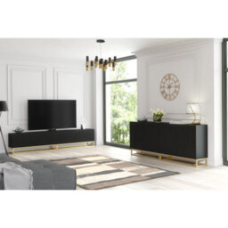 Creative Furniture Ripple Tv Unit 100Cm - Black With Fluted Doors - thumbnail 7