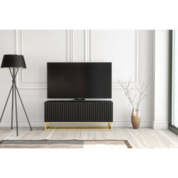 Creative Furniture Ripple Tv Unit 100Cm - Black With Fluted Doors - thumbnail 3