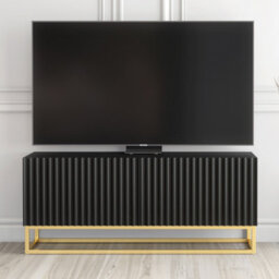 Creative Furniture Ripple Tv Unit 100Cm - Black With Fluted Doors