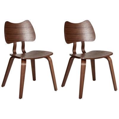 Beliani Set Of 2 Dining Chairs Diana Wood Dark Brown - image 1