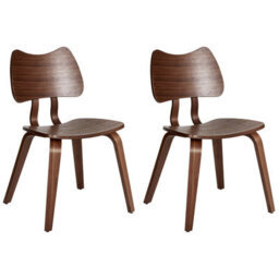 Beliani Set Of 2 Dining Chairs Diana Wood Dark Brown