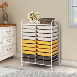 Costway 20 Drawers Storage Trolley Mobile Rolling Utility Cart Home Office Organizer - thumbnail 7
