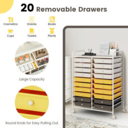 Costway 20 Drawers Storage Trolley Mobile Rolling Utility Cart Home Office Organizer - thumbnail 4