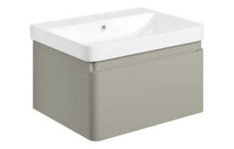 Aquarius Sophie 605mm Vanity Unit Matt Latte Tall Boy Set With Matt Black Brassware - thumbnail 2
