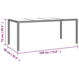 Berkfield Garden Table With Glass Top Beige Poly Rattan&tempered Glass - thumbnail 6