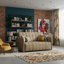 Viva Grand Iii Living Room Sofa Bed With Sleeping Function Wooden Legs Wooden Frame And Storage 85X145X98Cm Capuccino - thumbnail 3