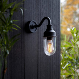 Luminosa Lighting Luminosa Monza Outdoor Wall Lantern Matt Black, Clear Glass - thumbnail 2