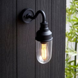 Luminosa Lighting Luminosa Monza Outdoor Wall Lantern Matt Black, Clear Glass - thumbnail 5