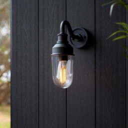 Luminosa Lighting Luminosa Monza Outdoor Wall Lantern Matt Black, Clear Glass - thumbnail 3