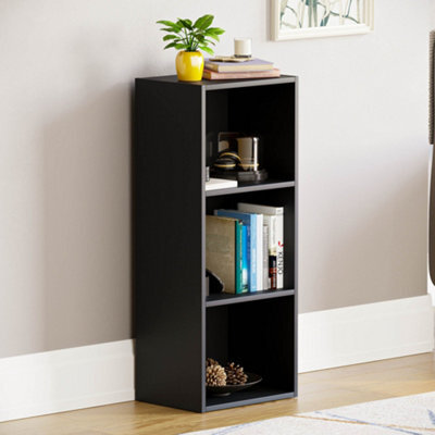 Lassic Vida Designs Oxford Black 3 Tier Cube Bookcase Freestanding Shelving Unit (H)800mm (W)320mm (D)240mm - image 1