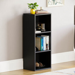 Lassic Vida Designs Oxford Black 3 Tier Cube Bookcase Freestanding Shelving Unit (H)800mm (W)320mm (D)240mm