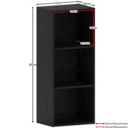 Lassic Vida Designs Oxford Black 3 Tier Cube Bookcase Freestanding Shelving Unit (H)800mm (W)320mm (D)240mm - thumbnail 2