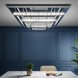 Darphe Modern Chrome Crystal 3-Tier Square Led Ceiling Light, Cool White Chandelier 70X70Cm - thumbnail 2