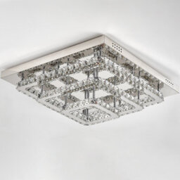 Darphe Modern Chrome Crystal 3-Tier Square Led Ceiling Light, Cool White Chandelier 70X70Cm - thumbnail 5