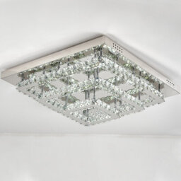 Darphe Modern Chrome Crystal 3-Tier Square Led Ceiling Light, Cool White Chandelier 70X70Cm - thumbnail 4