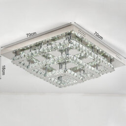 Darphe Modern Chrome Crystal 3-Tier Square Led Ceiling Light, Cool White Chandelier 70X70Cm - thumbnail 6