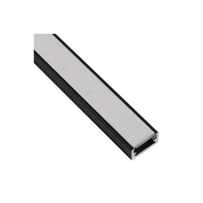 MKGT 1M Aluminium Profile Surface For Led Lights Strip 5050 3528 Opal Cover - Black Finish - Pack Of 5 - image 1