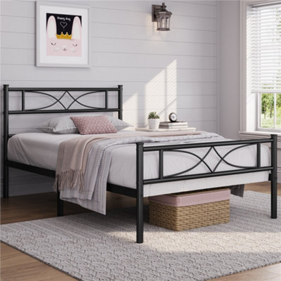 Yaheetech Black 3Ft Single Metal Bed Frame With Curved Design Headboard And Footboard - image 1