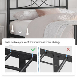Yaheetech Black 3Ft Single Metal Bed Frame With Curved Design Headboard And Footboard - thumbnail 5