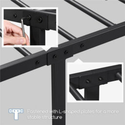 Yaheetech Black 3Ft Single Metal Bed Frame With Curved Design Headboard And Footboard - thumbnail 6