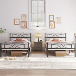 Yaheetech Black 3Ft Single Metal Bed Frame With Curved Design Headboard And Footboard - thumbnail 3