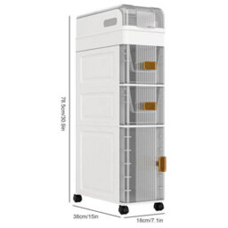 3 Tier Slimline Bathroom Storage Cabinet Narrow - thumbnail 2