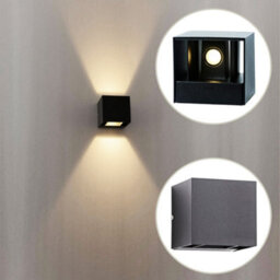 Auraglow Outdoor Integrated Led Adjustable Beam Up & Down Wall Light - Cubista - Black - thumbnail 8