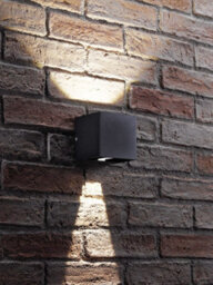 Auraglow Outdoor Integrated Led Adjustable Beam Up & Down Wall Light - Cubista - Black - thumbnail 3