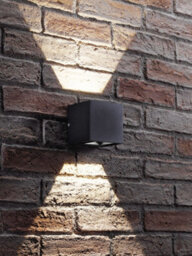 Auraglow Outdoor Integrated Led Adjustable Beam Up & Down Wall Light - Cubista - Black - thumbnail 2