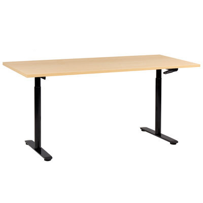Beliani Manual Adjustable Standing Desk Destinas Black/ Light Brown 180 Cm 72 Cm - image 1
