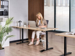 Beliani Manual Adjustable Standing Desk Destinas Black/ Light Brown 180 Cm 72 Cm - thumbnail 2
