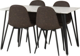 Seconique Marlow Dining Set White Marble Effect With 4 Brown Faux Leather Chairs - thumbnail 8