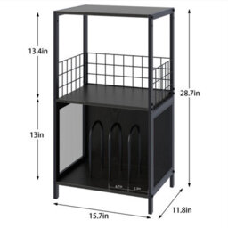 Huhote Three Tier Black Vinyl Record Storage Side Table And Turntable Stand Record Player Stand End Table For Living Room Bedroom - thumbnail 5