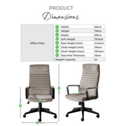 Furniturebox Uk Centro Brown Velvet Reclining Office Chair - thumbnail 8
