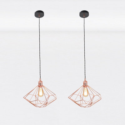 First Choice Lighting Set Of 2 Copper Geometric Pendant Light Fittings - image 1