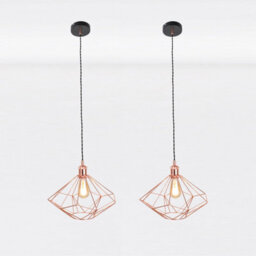 First Choice Lighting Set Of 2 Copper Geometric Pendant Light Fittings - thumbnail 1