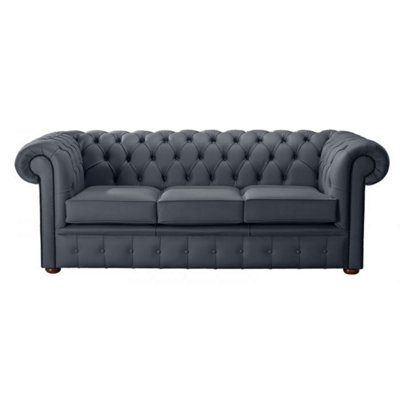 Chesterfield 3 Seater Shelly Knight Leather Sofa Bespoke In Classic Style - image 1