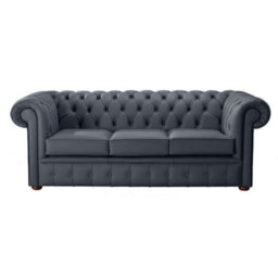 Chesterfield 3 Seater Shelly Knight Leather Sofa Bespoke In Classic Style - thumbnail 1