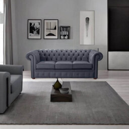 Chesterfield 3 Seater Shelly Knight Leather Sofa Bespoke In Classic Style - thumbnail 3