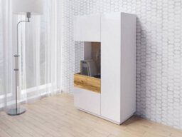 Arte Modern Silke 42 Display Cabinet 80Cm Left  - White Gloss & Wotan Oak: Sleek Storage Solution For Contemporary Spaces - thumbnail 3