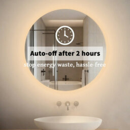 Maerts-E Round Led Bathroom Mirror With Led Lights, Demister Anti-Fog Double Touch Switch Memory Function Illuminated Wall Mirror 50Cm - thumbnail 6