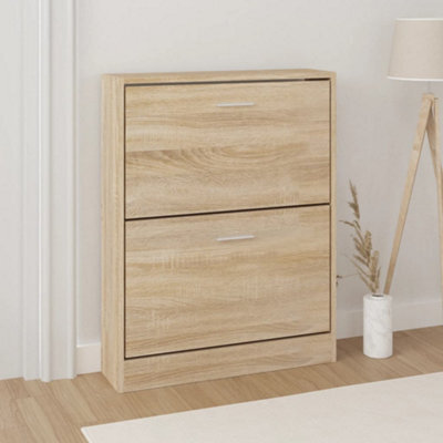 Berkfield Shoe Cabinet Oak 59X17X81 Cm Engineered Wood - image 1