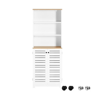 Sobuy Bzr44-W, Tall Cupboard Bathroom Storage Cabinet With 3 Shelves And 2 Doors,white,w60Xd30Xh160 - image 1
