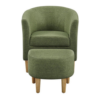 Green Tub Arm Chair Lounge Armchair With Ottoman Occasional Accent Sofa Chair - image 1