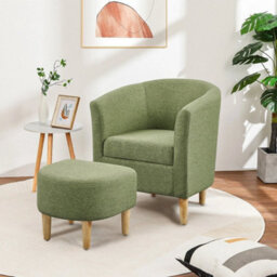 Green Tub Arm Chair Lounge Armchair With Ottoman Occasional Accent Sofa Chair - thumbnail 6