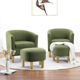 Green Tub Arm Chair Lounge Armchair With Ottoman Occasional Accent Sofa Chair - thumbnail 5