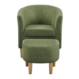 Green Tub Arm Chair Lounge Armchair With Ottoman Occasional Accent Sofa Chair - thumbnail 1