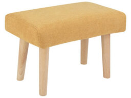 Wyld And Coco Retro Yellow Footstool In Polyester With Oak Legs, Rectangular 50 X 30 X 34 Cm - thumbnail 3