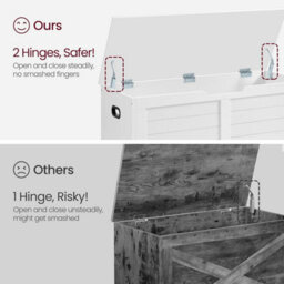 Songmics Wooden Chest, Shoe Storage Bench With Safety Hinges, Modern Blanket Box, Matte White - thumbnail 3